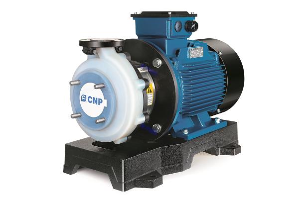 單級臥式氟塑料離心泵，配加長軸電機，軸向入口和徑向出口，電機軸與葉輪為直聯式，過流部件均采用氟塑料（F26、F46）。